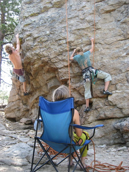 Andrew and myself climbing on a beautiful summer morning in the Iron Clads