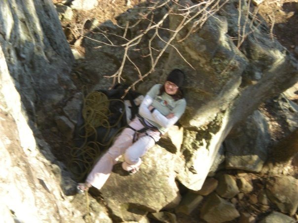 really cozy belay spot. save for the fact that i didn't belay sitting/laying down.