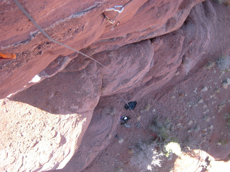 Looking down the route from the anchors. For soloists, there are some nice trees that you can tie off.