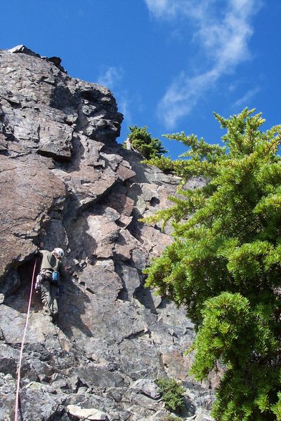 leading up the second pitch - possibly the best moves on the climb
