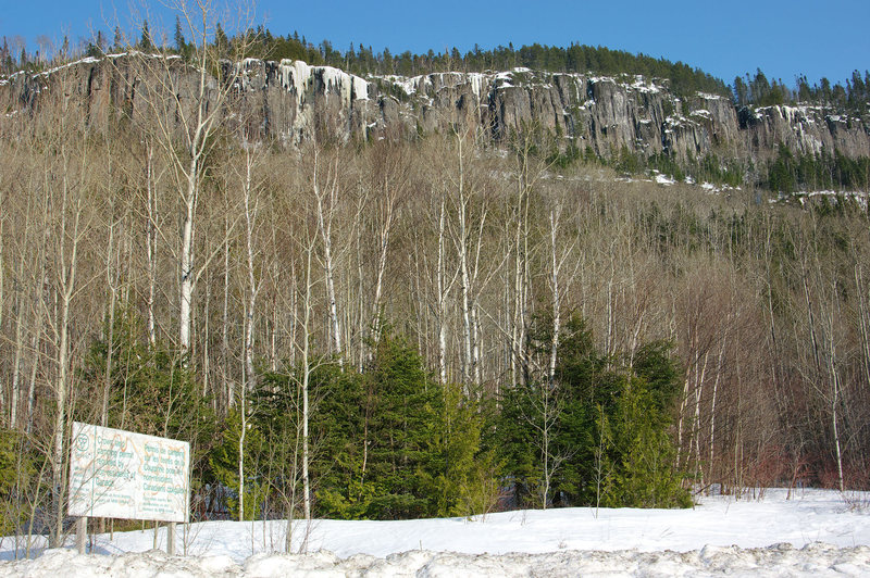 Getting Oriented and PG-13 as seen from the Domtar 81 Road. The access trail starts to the right of the Crown Land sign.