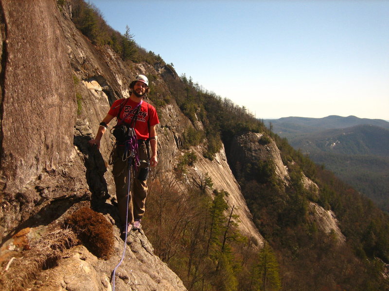 Brian enjoying the sun at the top of our second pitch (pitch 4)