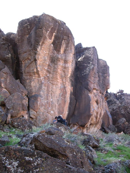 Off the Handle 12b and Jumping to conclusions 12c are on this piece of rock