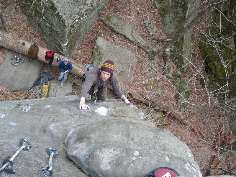 John K on his second ascent of Master Marley<br>
<br>
Photo by: Paul Campbell