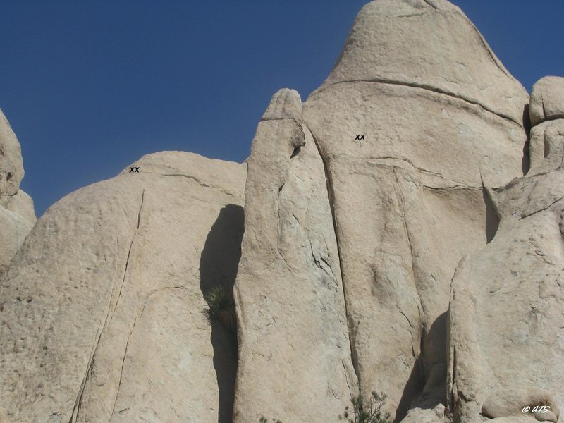 Belay/rap bolts for unknown routes to the right of Thrutcher Dome