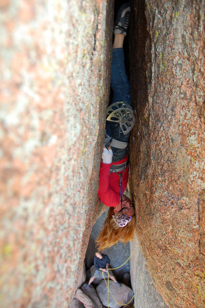 Pamela Pack, the first woman to climb and flash Lucille (2008). Photograph by James Beissel.