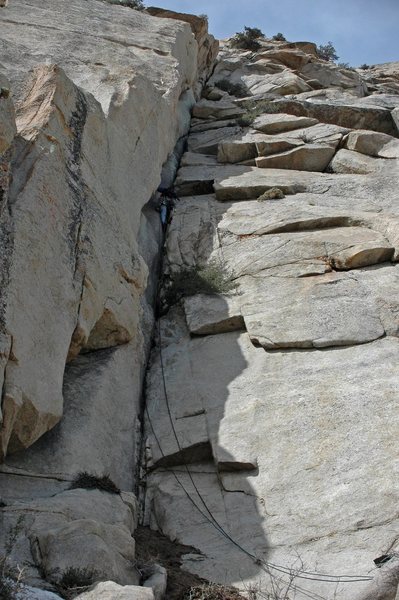 Tai Devore FA-ing pitch one. The top of pitch three can be seen at the top of the photo. (Extremely foreshortened)<br>
<br>
Note all the fresh dirt at the base...