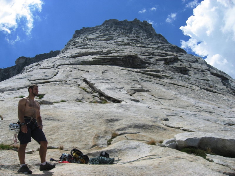Route follows line of least resistance up those sunny slabs.