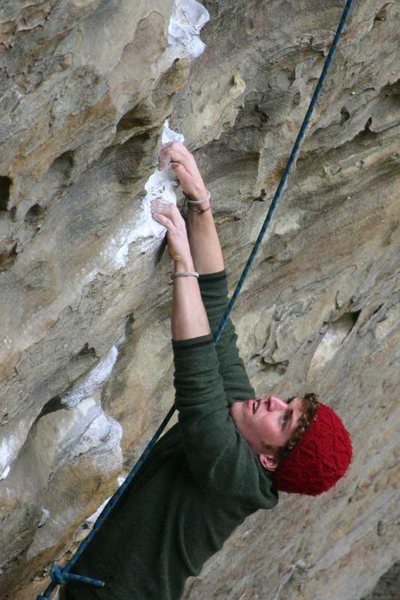 Jason pulling on for an onsight attempt...