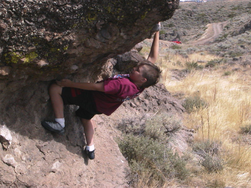 Cedar entering the crux of the rough roof.