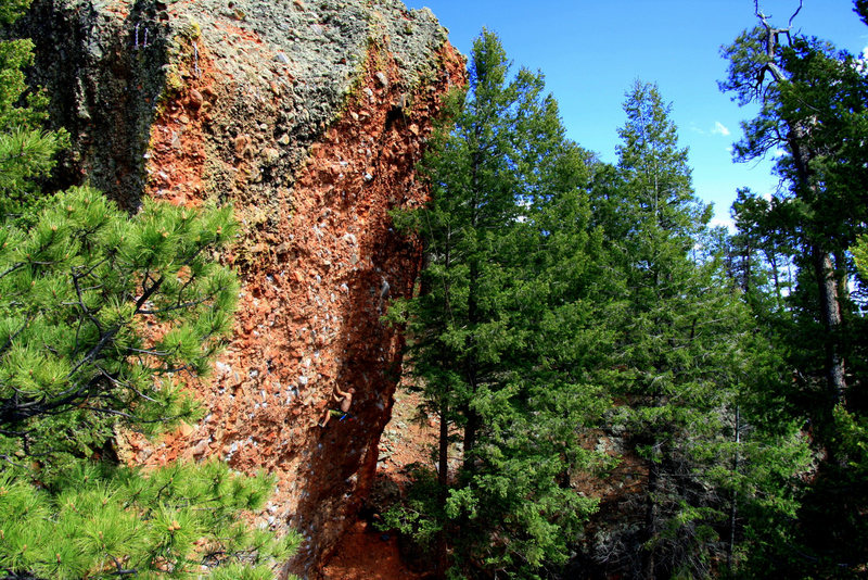 Unknown climber self-belaying.