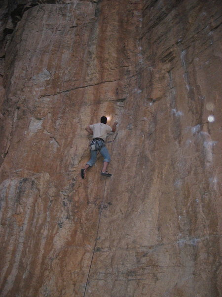 Ryan climbing The Wizard as the sun went down.