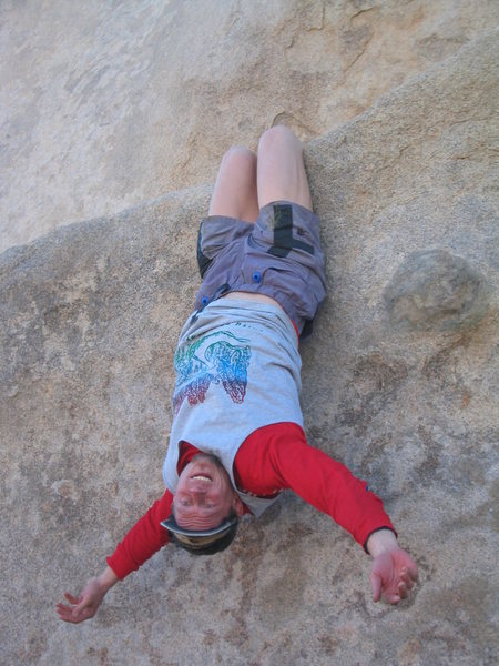 Hogan's no-hands rest on the Parsons Traverse (V1) at the Keys Road corner.