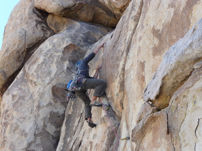 The first crux of the climb. Pic by Kris Solem.