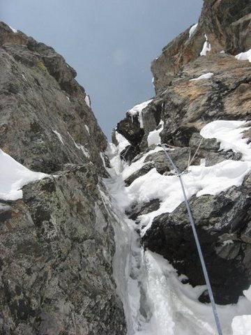 A view up the first pitch of Enter the Dragon.<br>
<br>
Photo by Chris Sheridan, taken on 4-5-09.