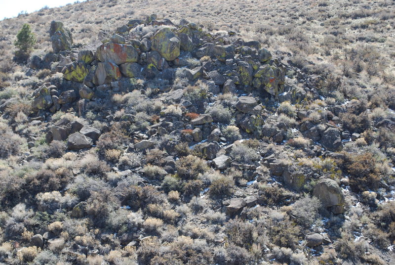 A view of the left side of the ravine. In the lower right hand corner is the Sub Disaster Boulder, The small jumble of rocks a few feet above it is the mini disaster boulder, and directly left of the mini disaster boulder is the master of disaster, and the caption disaster boulder can be seen in the upper left hand corner.