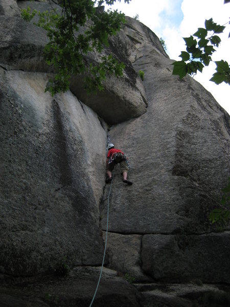 The first pitch of The Book of Solemnity, Cathedral Ledge, NH.