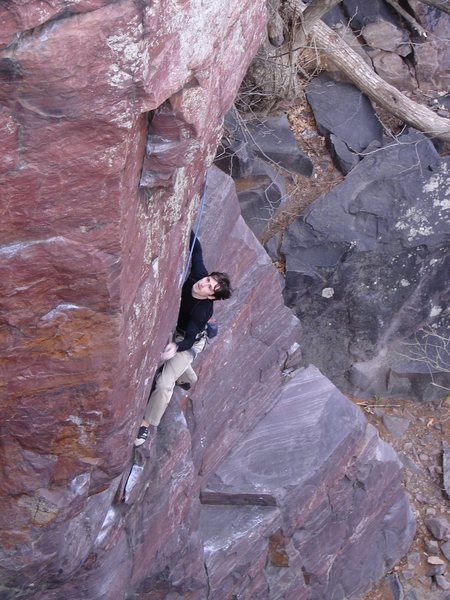 Moving into the first crux. Photo: T.Melin