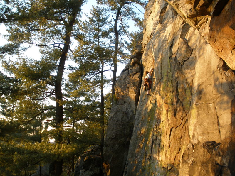 Dane high on the left slab.