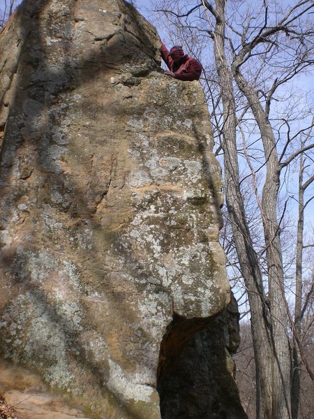 Route is the arete. Good holds to the right.