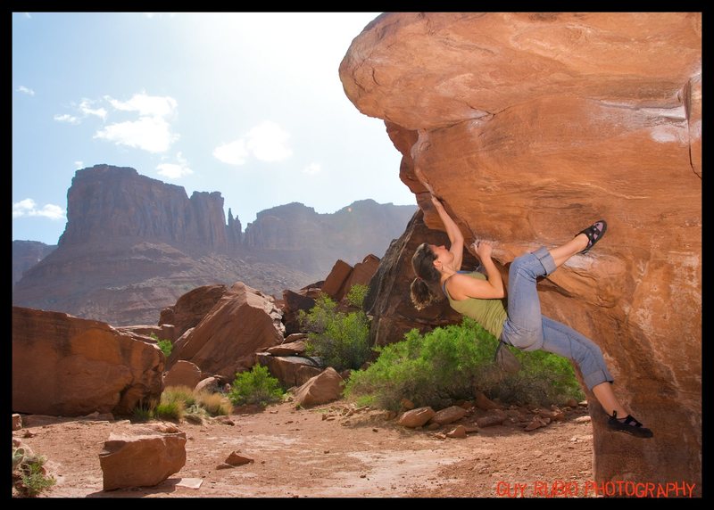 Climbing in Big Bend Bouldering Area, Southeast Utah
