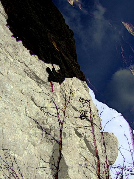 This is a picture of me on Love Slave overlayed on a picture of the Orange Crush arete.