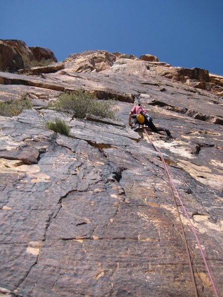 Heading uo pitch 1. Photo by Susan Thomson