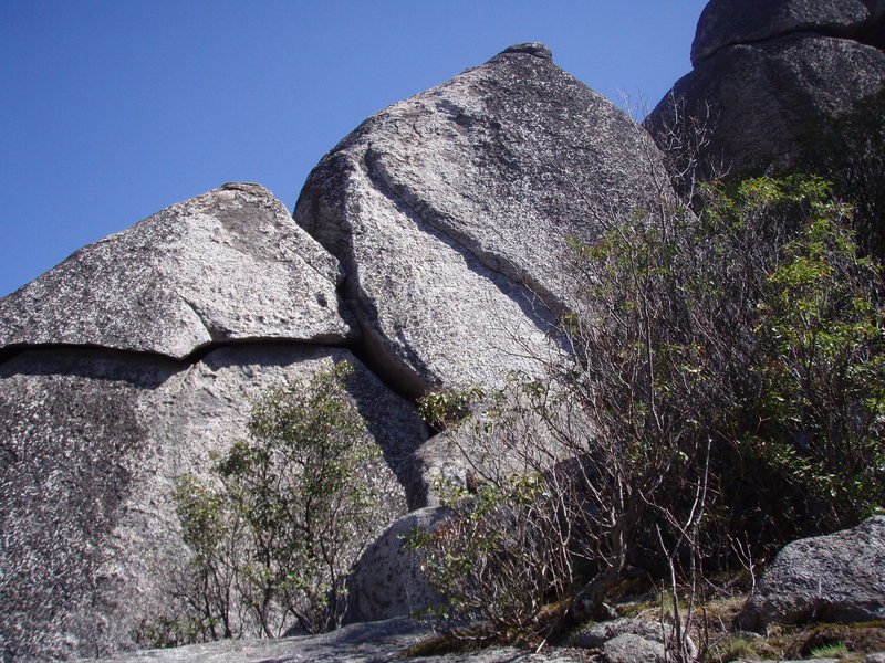 View of Middle Sunset Wall - Old Rag Mountain. Prominent left-leaning ...