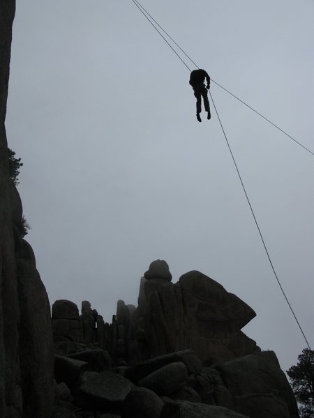 Made the hour + drive to get snowed on. Once it got wet we decided to make the most of the trip and do something new. Guided rappels are a good time.