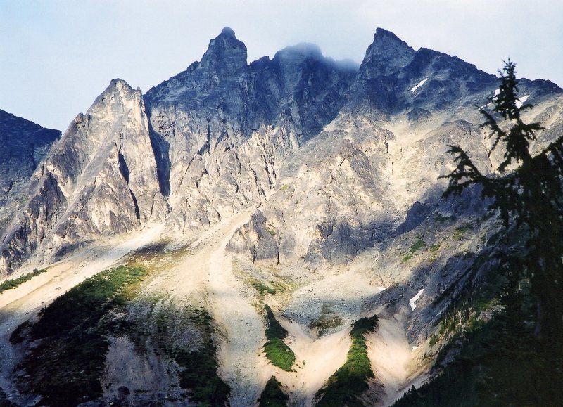 The walls and towers of Mt Athelstan seen from Salal Creek. Photo (c) Steven Skog, used with permission.