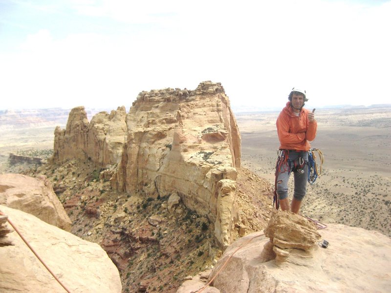 Jim happy with the first ascent of a desert tower