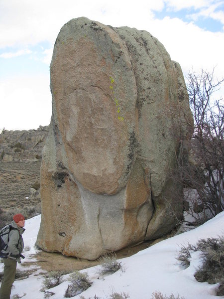An boulder we refer to as Duffy's Aretes, because we can't remember the name:) Two highball arete problems, that, I think are in the V3 - V6 range.