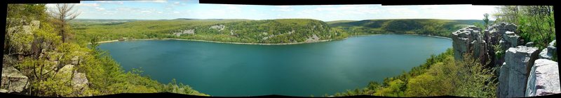 Panoramic from Prospect Point, West Bluff, Devil's Lake. May 14, 2009.