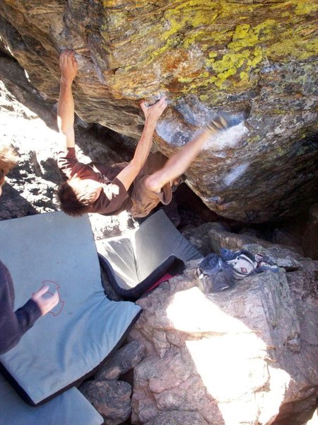 Jerad Friedrichs on Tommy's Arete. A bit blurry.