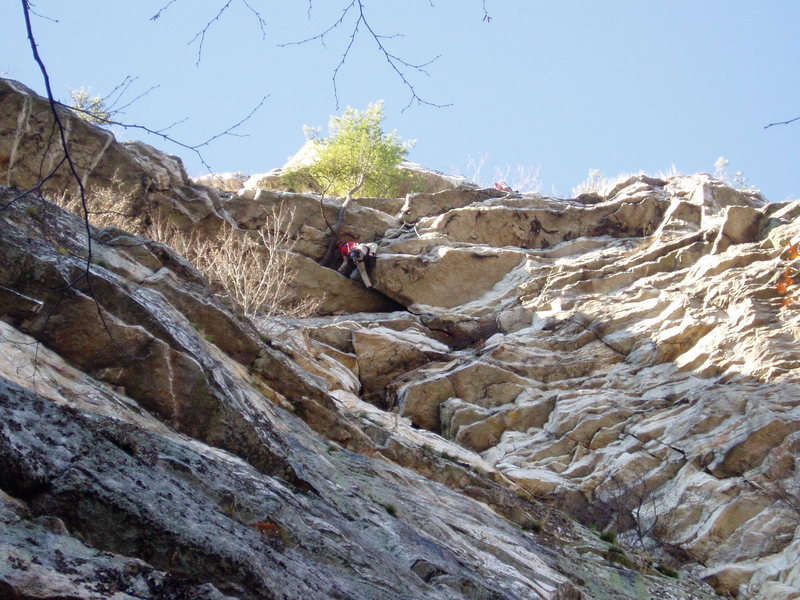 Someone heading "out" the 2nd pitch<br>
(taken from the ground...)