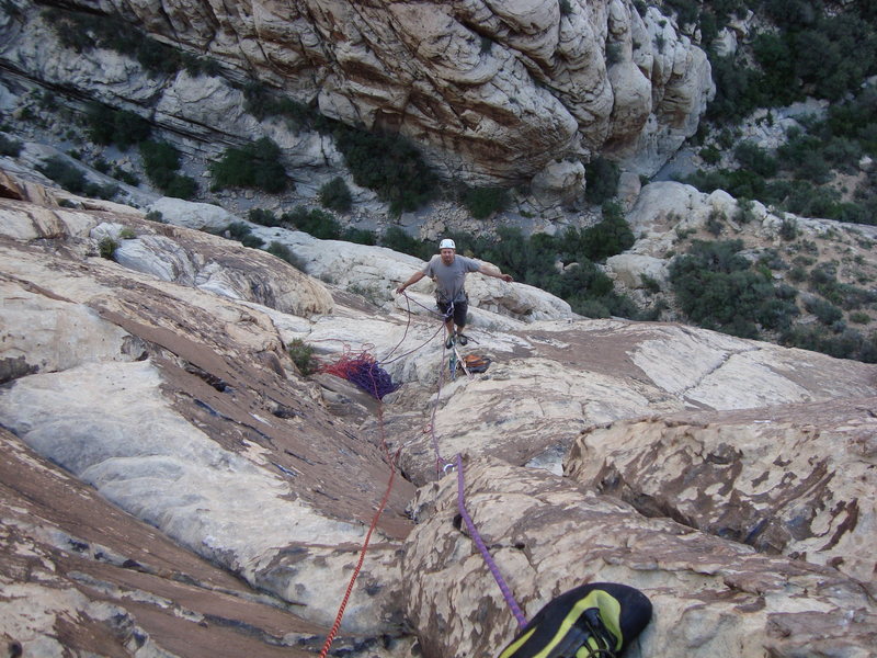 Looking down from pitch four