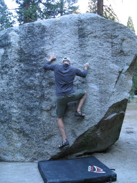 Obvious black streak marking the climb.