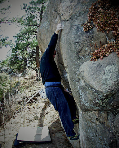 Mr. Scott Sillis crimping down on "The Sausage Gnome." Three Sister Park, Colorado.