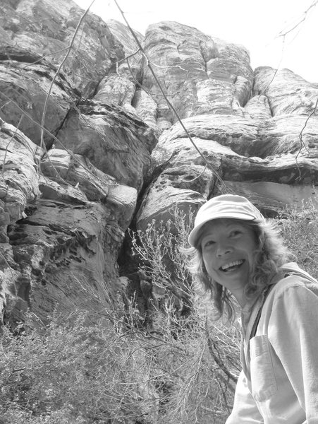 My best friend Nan-Cat visiting from Kauai 4/09. <br>
<br>
She's all smiles when we were reminiscing about the crazy scrambling we used to get ourselves into. : )