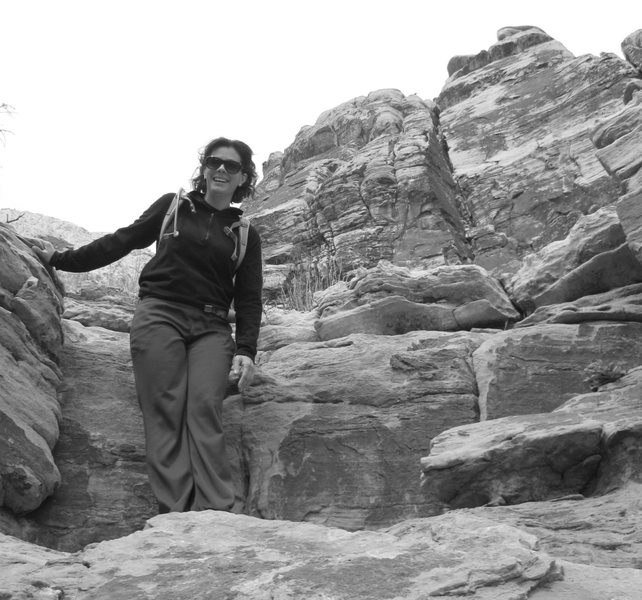 My good friend Holly-Wolly having fun scrambling in Pine Creek, Red Rock.<br>
<br>
Taken 4/09
