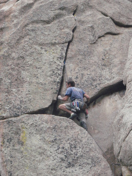 A little cruxy getting into the crack. But if this man can do it, you can too.