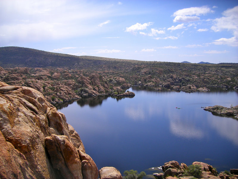 View of Watson Lake from anchors of Hour of Power (5.8)