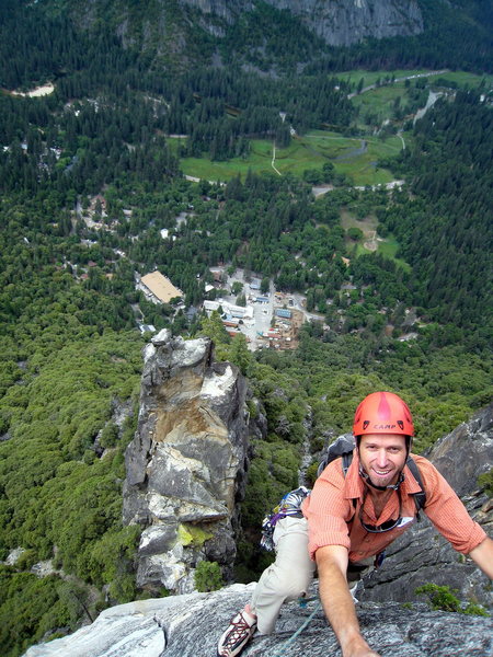 Jeff on the Arrowhead Arete. Arrowhead Spire is in the background.