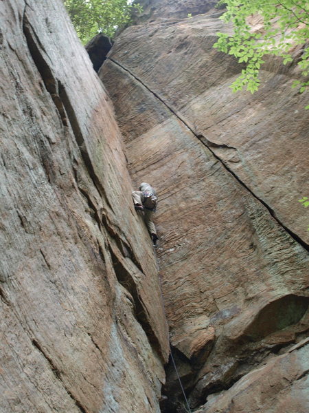 Almost to the crux where the crack gets thin