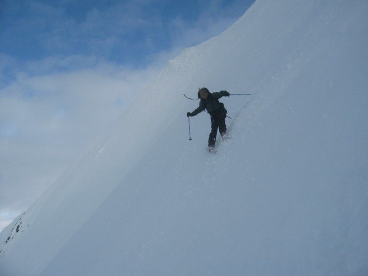 Steep, steep, icy skiing.