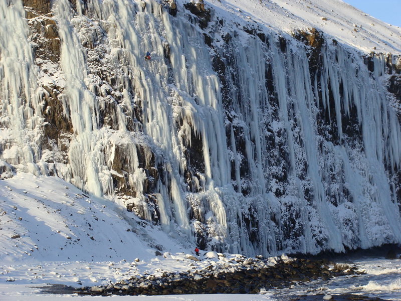 Climbing in Sea Cliffs, Iceland