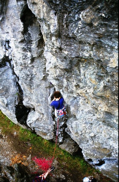 A climber starting up the classic Rat Race