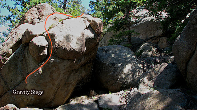 Photo beta for "Gravity Siege." The Pass, Three Sister Park Colorado.