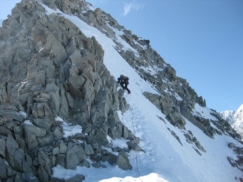 Some rock, some snow/ice at 9,000 ft on the East Ridge