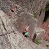 April Wright flexing her guns as she enters the crux.